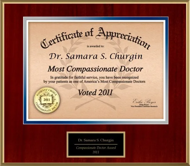 Award and affiliation badge from Dr. Churgin’s original website